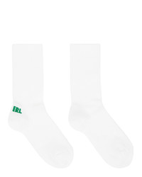 ERL White And Green Logo Socks