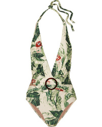Adriana Degreas Cult Gaia Ring Embellished Printed Halterneck Swimsuit