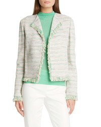 White and Green Tweed Jacket