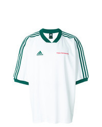 White and Green V-neck T-shirt