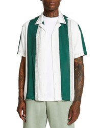 River Island Geo Stripe Short Sleeve Button Up Camp Shirt