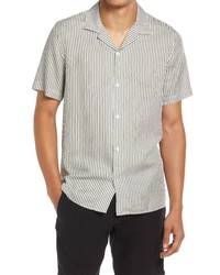 Nn07 Miyagi 5112 Stripe Short Sleeve Button Up Lyocell Linen Camp Shirt