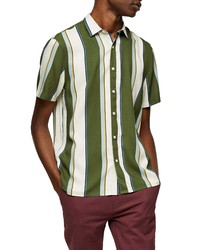 Topman Stripe Short Sleeve Button Up Shirt