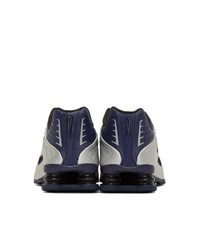 Nike Navy And Silver Shox R4 Sneakers