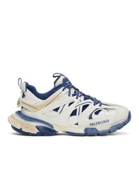 Balenciaga White And Blue Track Sneakers
