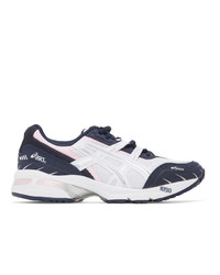 Asics White And Navy Gel 1090 Sneakers