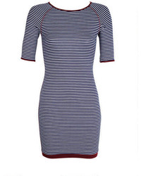 White and Navy Bodycon Dress