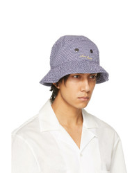 Acne Studios Blue And White Check Logo Bucket Hat