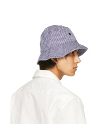 Acne Studios Blue And White Check Logo Bucket Hat