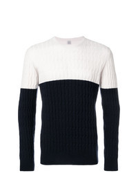 White and Navy Cable Sweater