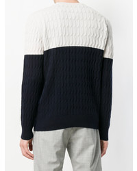 Eleventy Cable Knit Two Tone Sweater