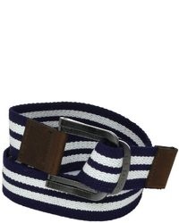 White and Navy Canvas Belt