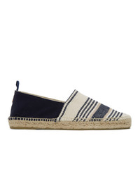 White and Navy Canvas Espadrilles