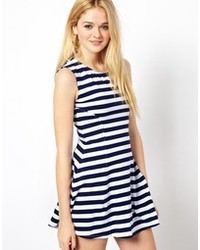 White and Navy Casual Dress