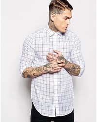 Asos Brand Check Shirt In Long Sleeve With Sheer Fabric