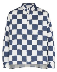 Reception Checkerboard Print Half Button Shirt