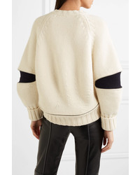 Alexander McQueen Zip Embellished Two Tone Wool Sweater