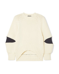 Alexander McQueen Zip Embellished Two Tone Wool Sweater