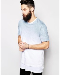 Asos Brand Longline T Shirt In Dip Dye And Split Hem