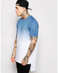 Asos Brand Longline T Shirt In Dip Dye And Split Hem