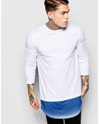 Asos Brand Super Longline Long Sleeve T Shirt With Extended Dip Dye Hem
