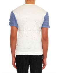 Issey Miyake Contrast Panel Cotton Blend T Shirt