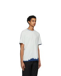 MSGM Grey And Navy Bleached Effect T Shirt
