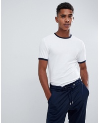 ASOS DESIGN Muscle Fit T Shirt With Contrast Ringer In White