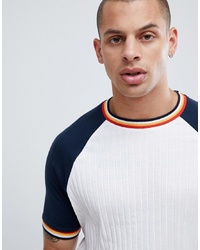 ASOS DESIGN Raglan T Shirt In Wide Rib With Contrast Sleeves And Tipping