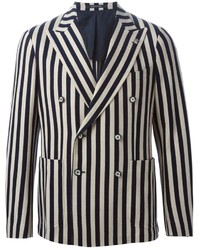 White and Navy Double Breasted Blazer