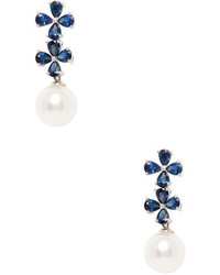 Blue Sapphire South Sea Pearl Drop Earrings