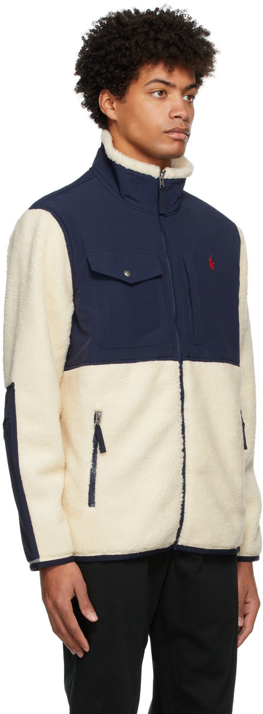 Polo Ralph Lauren Navy Bonded Hi Pile Jacket, $195 | SSENSE | Lookastic