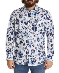 Johnny Bigg Martin Floral Stretch Cotton Button Up Shirt In Blue At Nordstrom