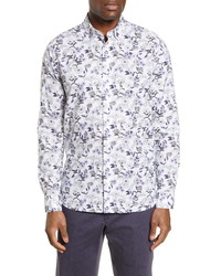 Ted Baker London Slim Fit Floral Cotton Linen Button Up Shirt