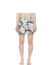 White and Navy Floral Swim Shorts