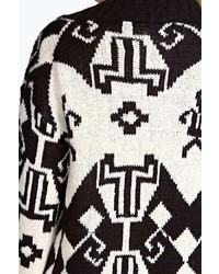 Boohoo Jay Soft Knit Aztec Cardigan