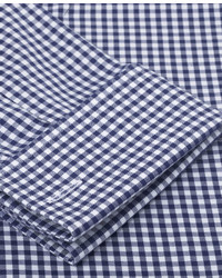 T.M.Lewin Non Iron Navy Gingham Fitted Shirt