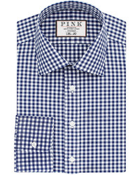 Thomas Pink Summers Check Slim Fit Button Cuff Shirt