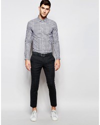 Asos Brand Skinny Shirt In Double Gingham With Long Sleeves