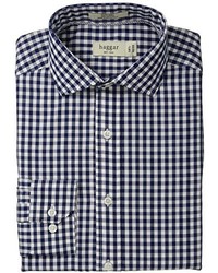 Haggar Gingham Fancy Poplin Long Sleeve Fitted Shirt