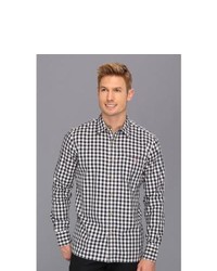 Moods of Norway Classic Fit Anders Vik Navy Gingham Shirt Long Sleeve Button Up Navy Gingham