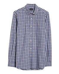 Zegna Pure Cotton Check Button Up Shirt In Br Blu Ck At Nordstrom