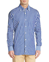 Tailorbyrd Regular Fit Gingham Plaid Two Ply Cotton Sportshirt