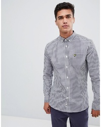 Lyle & Scott Slim Fit Gingham Check Shirt With Stretch In Navy