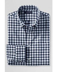 Lands' End Tall Traditional Fit No Iron Twill Shirt Eggshell Tattersall