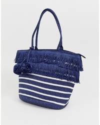 Pia Rossini Mykonos Stripe Embellished Tote Beach Bag