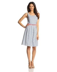 Jessica Howard Sleeveless Belted Stripe Dress