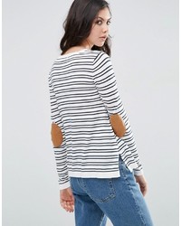 Asos Tall Asos Tall Sweater In Stripe With Oval Tan Elbow Patch