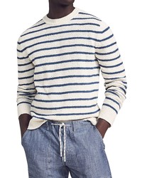 Faherty Beach Stripe Crewneck Cotton Sweater