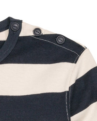 H&M Block Striped Sweater Dark Bluewhite